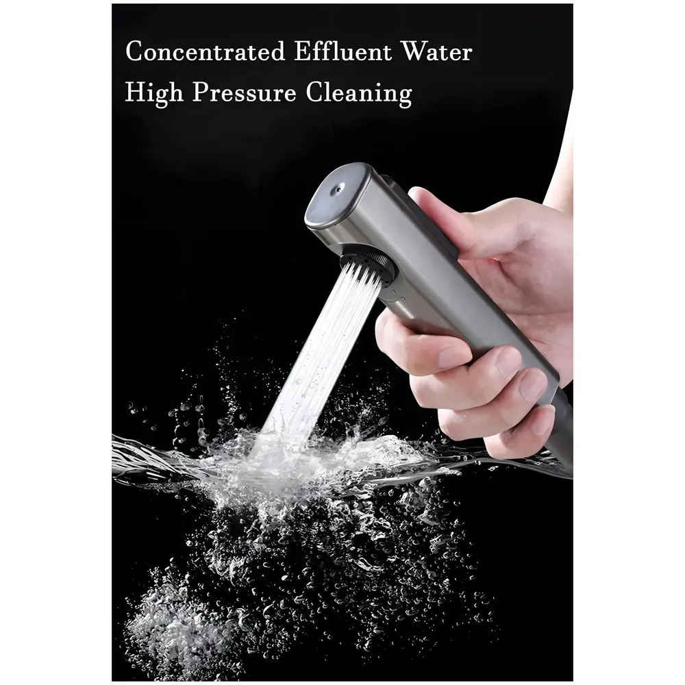 AQUAKART Black Health faucet Gun Only Without Pipe And Holder ABS Body Bathroom Toilet Anti Rust Commode Shower Jet Spray Bidget Button Technology 1 Pc Faucet only - 6