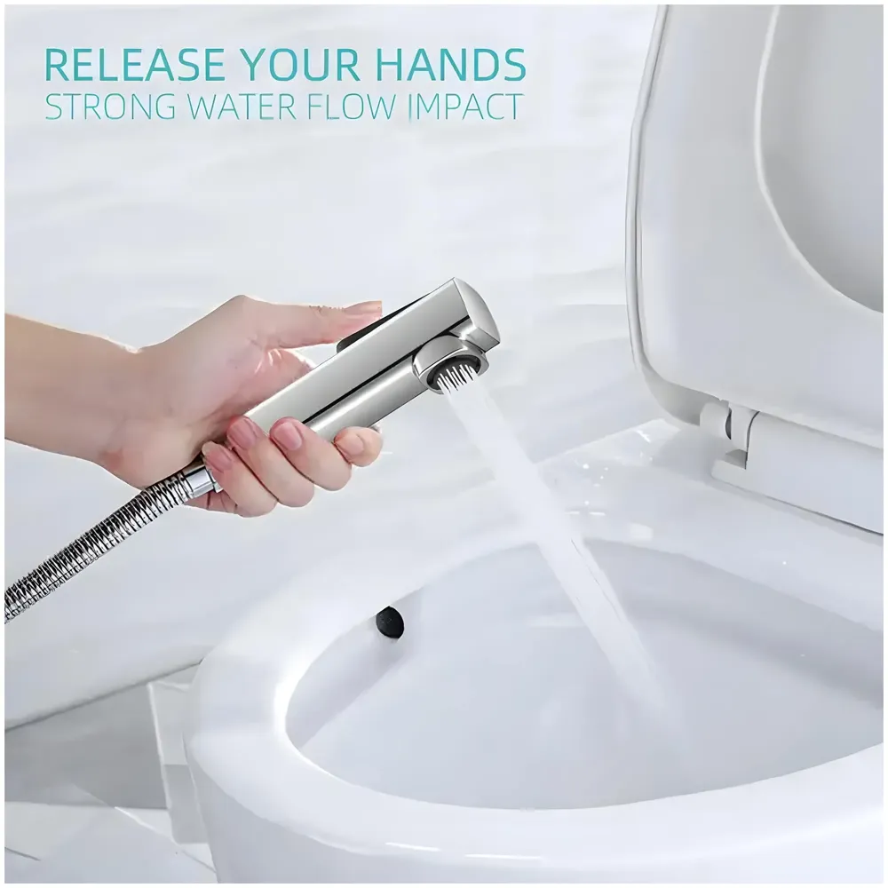 Chrome Health Faucet Gun Only Without Pipe and Holder ABS Body Bathroom Toilet Anti Rust Commode Shower Jet Spray Bidget Button Technology 1 Pc Faucet only