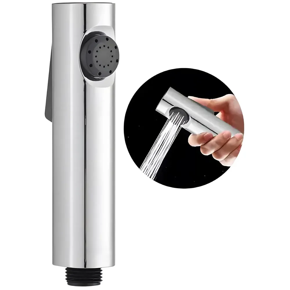 Chrome Health Faucet Gun Only Without Pipe and Holder ABS Body Bathroom Toilet Anti Rust Commode Shower Jet Spray Bidget Button Technology 1 Pc Faucet only