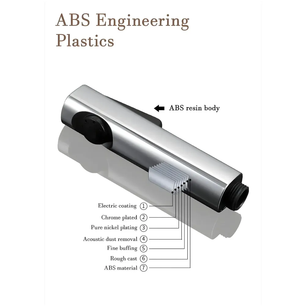 Chrome Health Faucet Gun Only Without Pipe and Holder ABS Body Bathroom Toilet Anti Rust Commode Shower Jet Spray Bidget Button Technology 1 Pc Faucet only