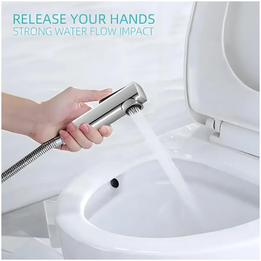 Chrome Health Faucet Gun Only Without Pipe and Holder ABS Body Bathroom Toilet Anti Rust Commode Shower Jet Spray Bidget Button Technology 1 Pc Faucet only