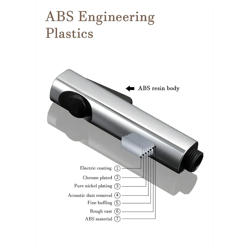 Chrome Health Faucet Gun Only Without Pipe and Holder ABS Body Bathroom Toilet Anti Rust Commode Shower Jet Spray Bidget Button Technology 1 Pc Faucet only