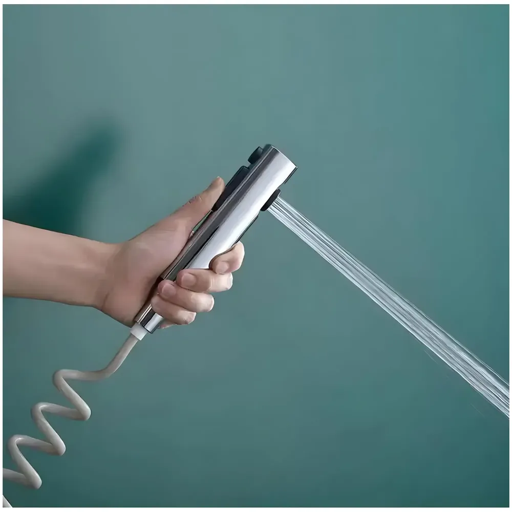 Chrome Health Faucet Gun Only Without Pipe and Holder ABS Body Bathroom Toilet Anti Rust Commode Shower Jet Spray Bidget Button Technology 1 Pc Faucet only