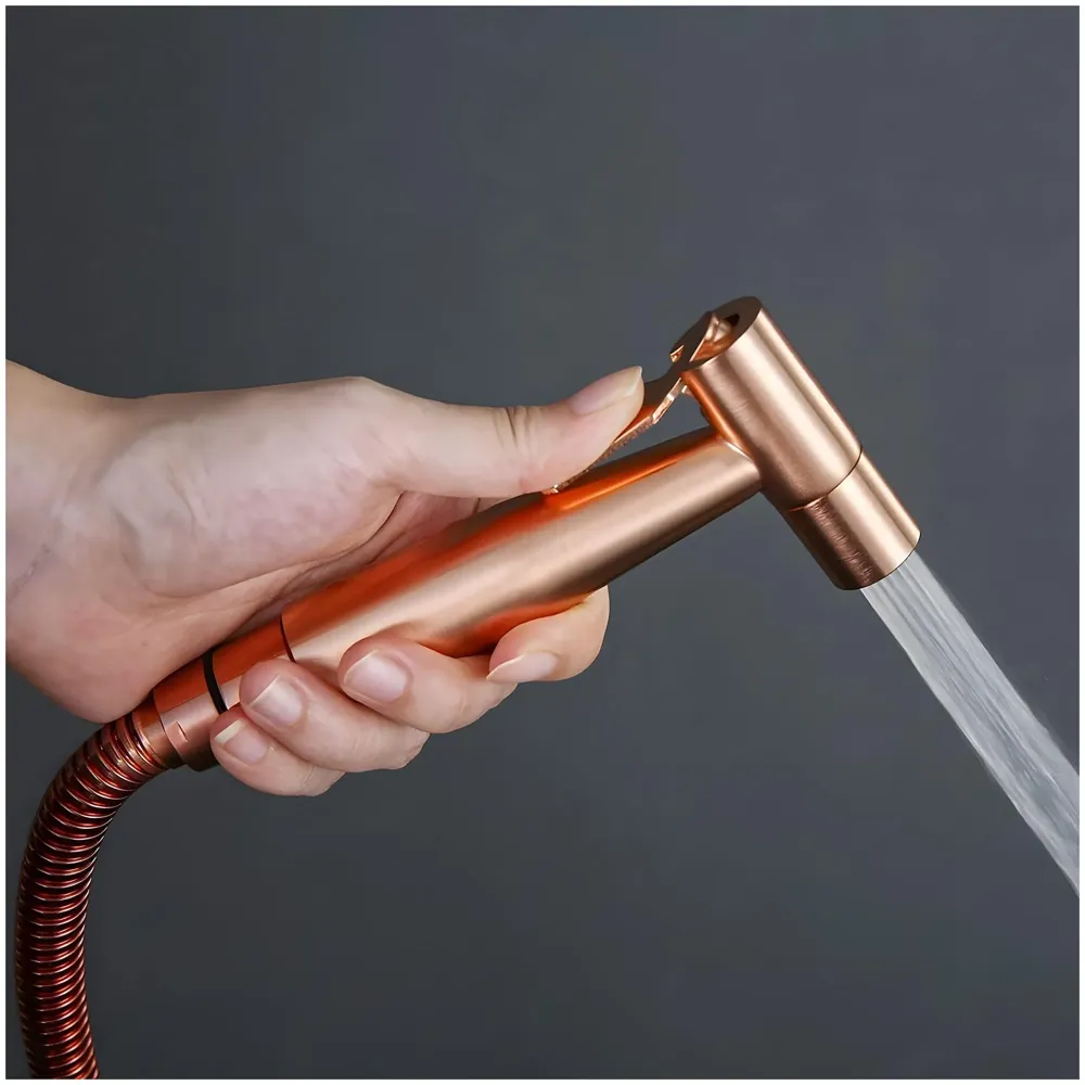 Rose Gold Commode Shower, Health Faucet, Bidget Faucet with Hose Bathroom Jet Spray Brass