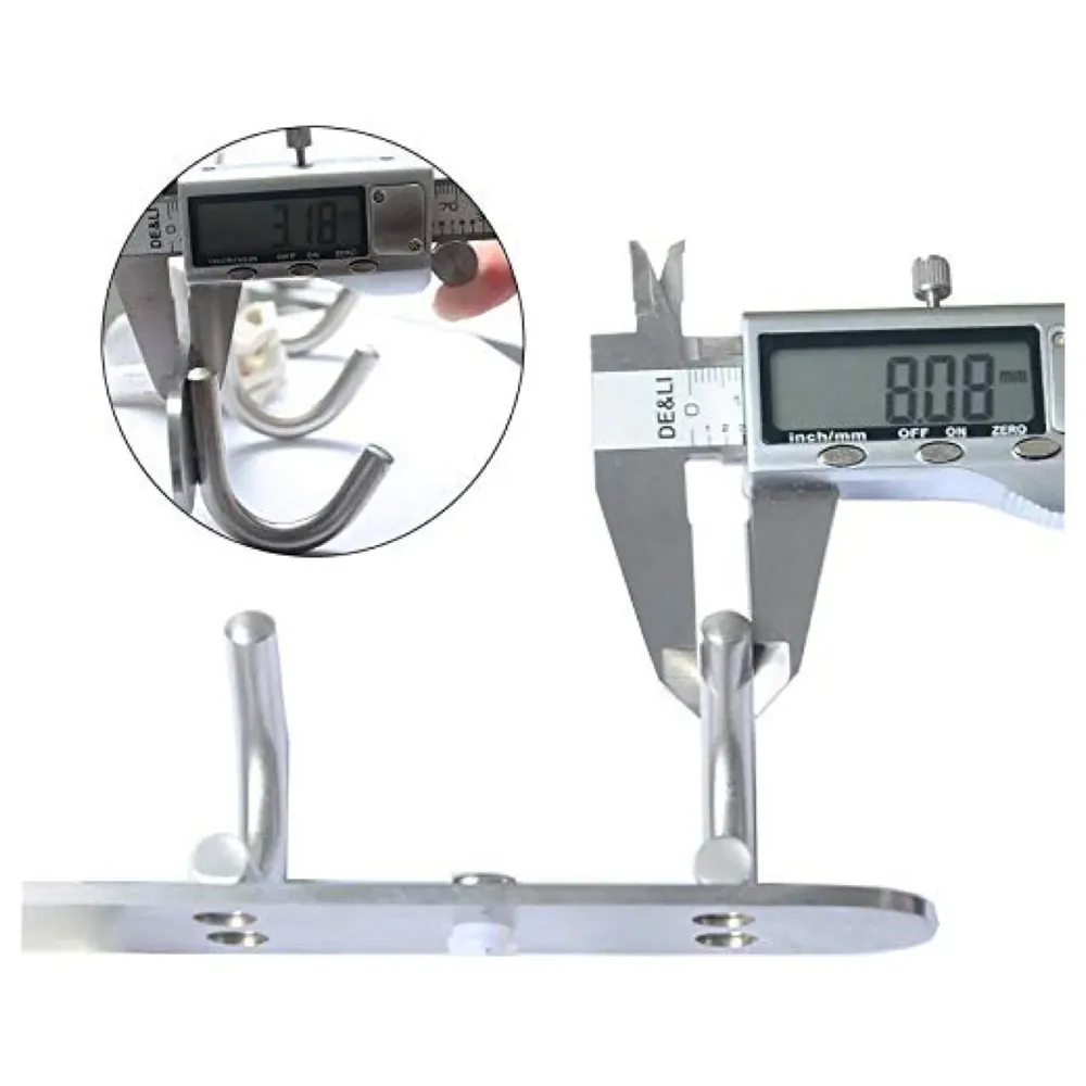 Hook Rack Wall Mounted, Heavy Duty Hook Rail with 6 Round Hooks, 6 - Pronged Hook Rail (Steel Pack of 1) - 2