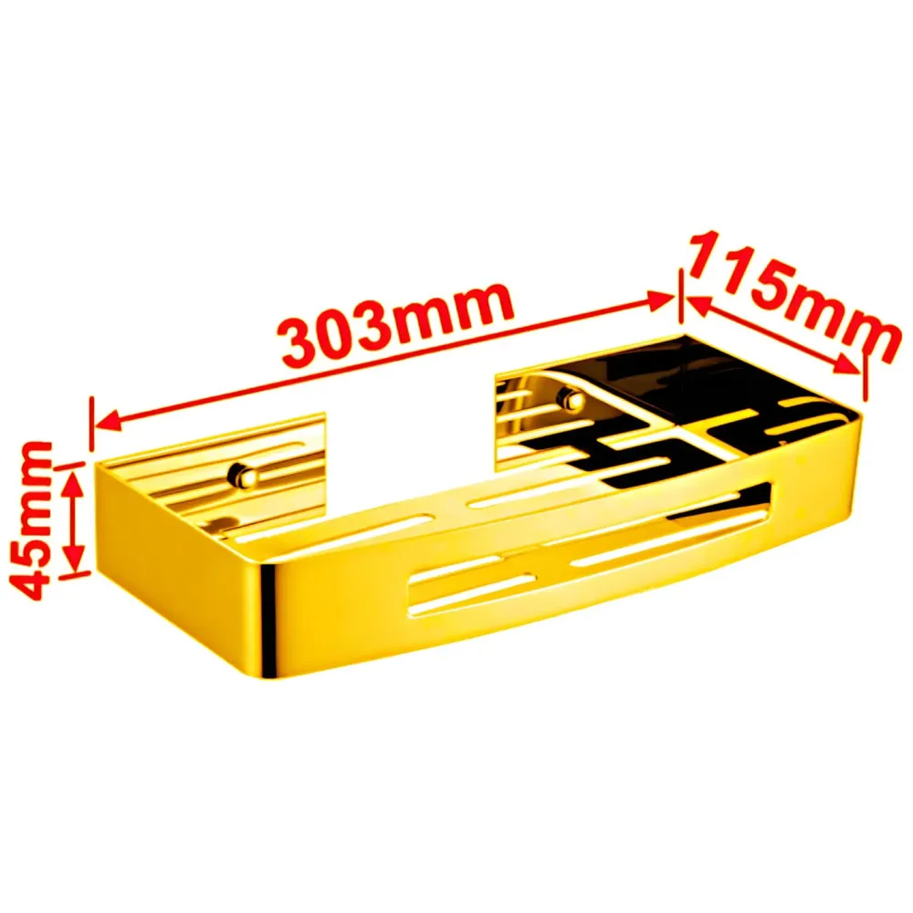 AQUAKART Gold Wall Mount Bathroom Shelf Shower Caddy Wall Shelf Holder Anti Rust, Installation Kit Included Golden Colour 1 PC - 5