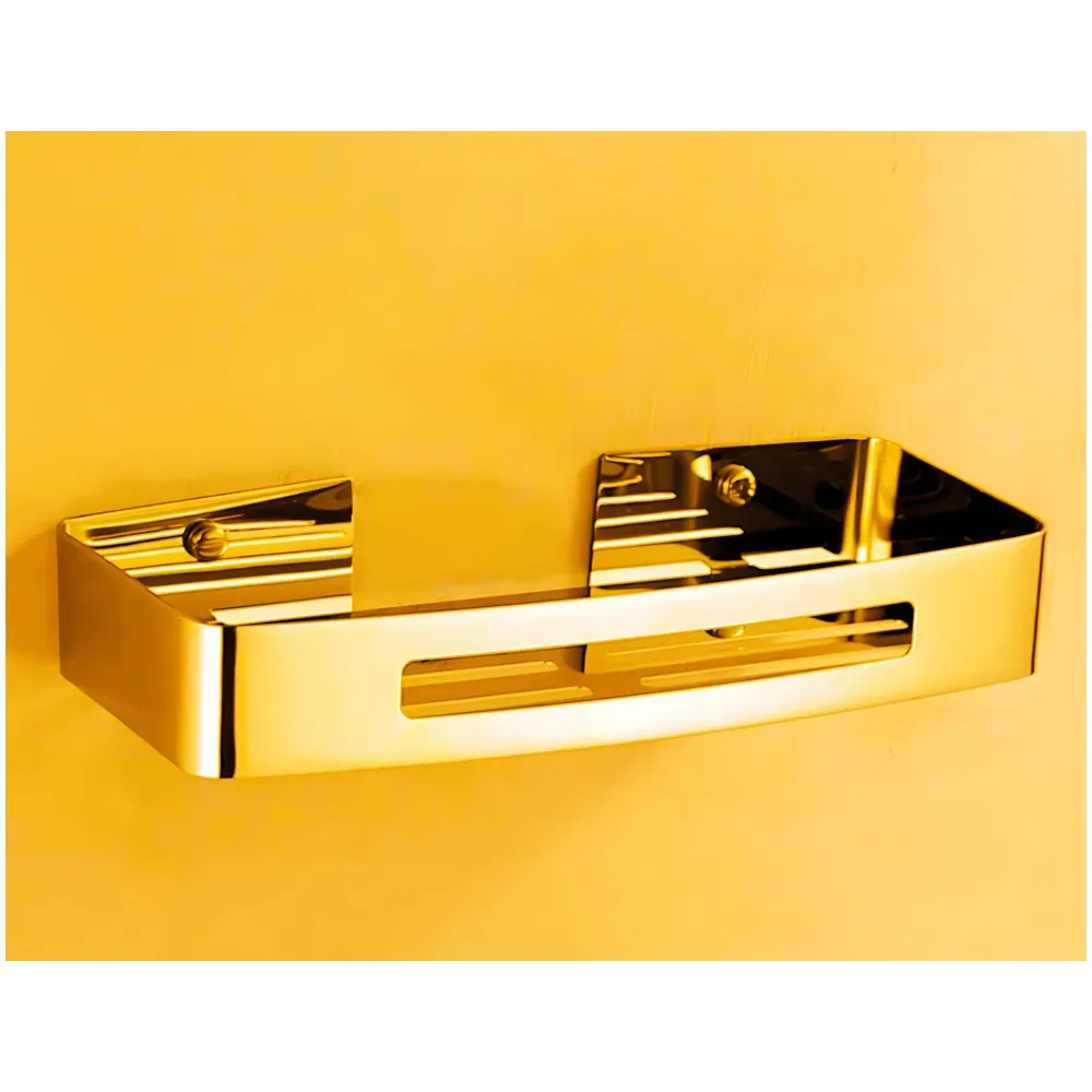 AQUAKART Gold Wall Mount Bathroom Shelf Shower Caddy Wall Shelf Holder Anti Rust, Installation Kit Included Golden Colour 1 PC - 6