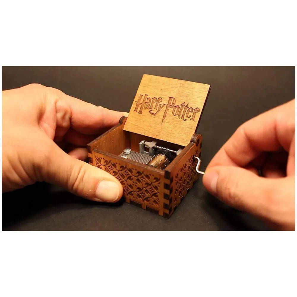 Wizard Theme Music Wooden Hand Cranked Collectable Engraved Music Box Juke Box - 2