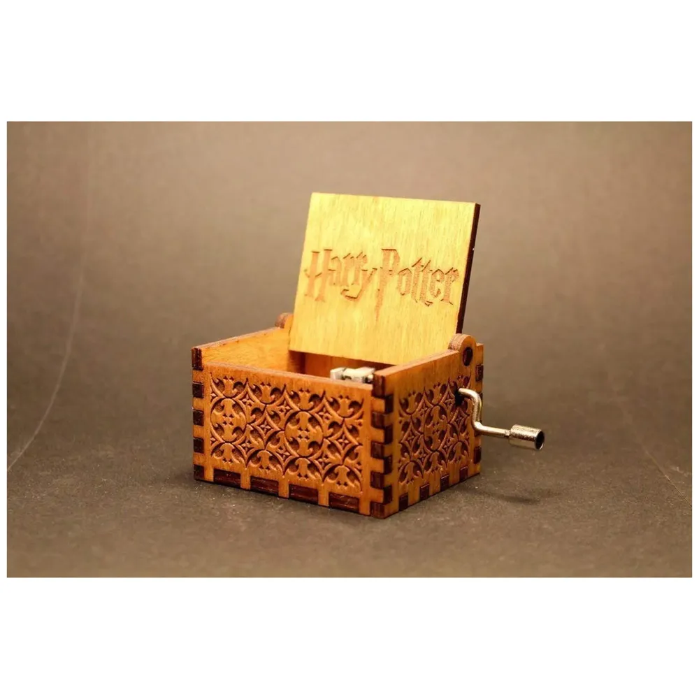 Wizard Theme Music Wooden Hand Cranked Collectable Engraved Music Box Juke Box
