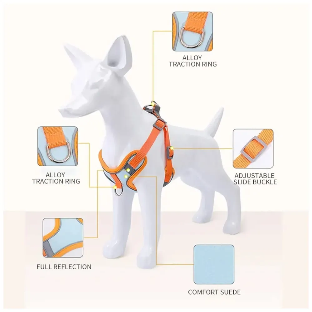 Cat Harness with Leash Adjustable Comfortable Faux Suede Vest Harness with reflectors cat Vest for Walking with Leash 150 cm Length