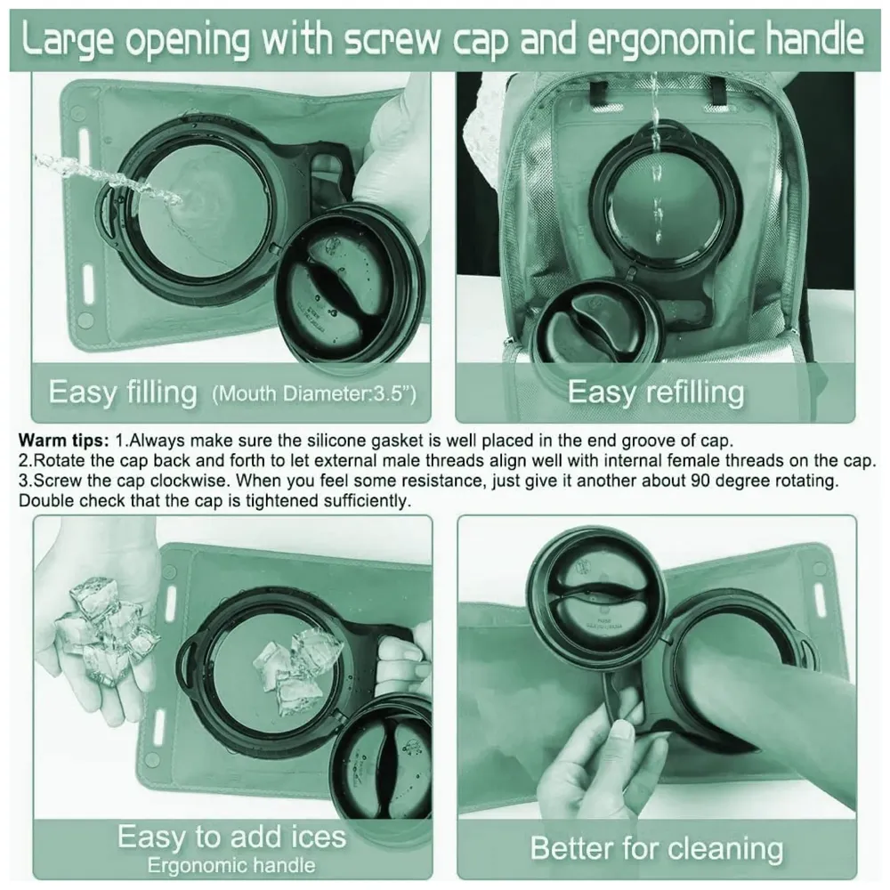 Hydration Bladder for Backpack, Leak-Proof 2L, Military Water Storage Bladder Bag, for Camping Running Hiking Riding.