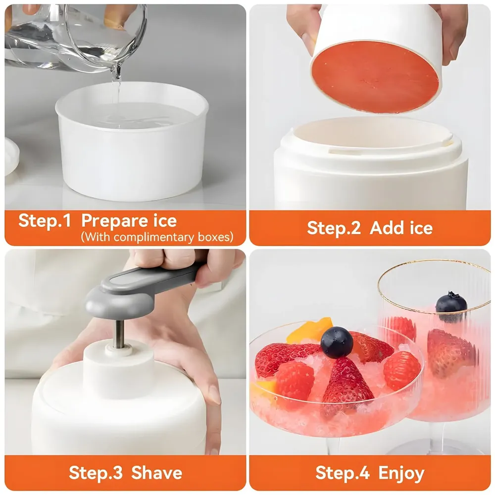 Ice Shaver Snow Cone Machine, Shaved Ice Maker Machine for Home, Ice Shaver Hand Crank, Slushy Maker Machine, Ice Crusher for Snow Cones, Ideal for Outdoor Picnics, Portable - 4