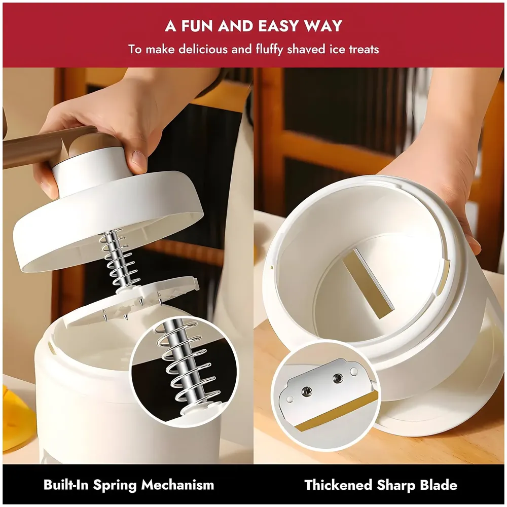 Ice Shaver Snow Cone Machine, Shaved Ice Maker Machine for Home, Ice Shaver Hand Crank, Slushy Maker Machine, Ice Crusher for Snow Cones, Ideal for Outdoor Picnics, Portable - 5