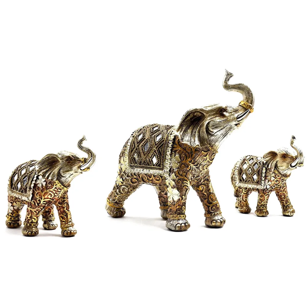 3 Elephants Showpiece ~ in Stone for Blessing, Health, Happiness and Stability at Home & Office, Handcrafted with Antique Look - 2