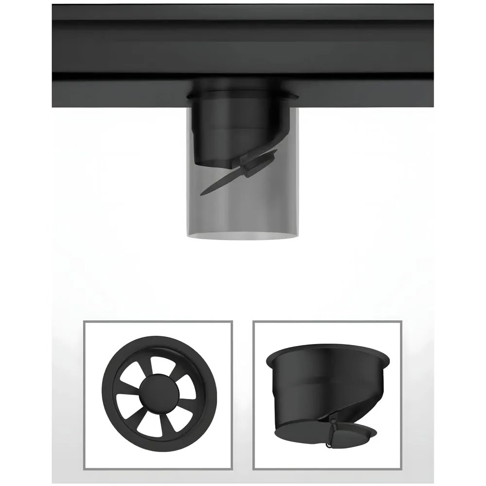 Black 12 x 4 Inches Tile Insert Floor Drain, 304 Stainless Steel Shower Channel, Waste Water Concealed Cockroach Trap 30 Cm (Center Hole)