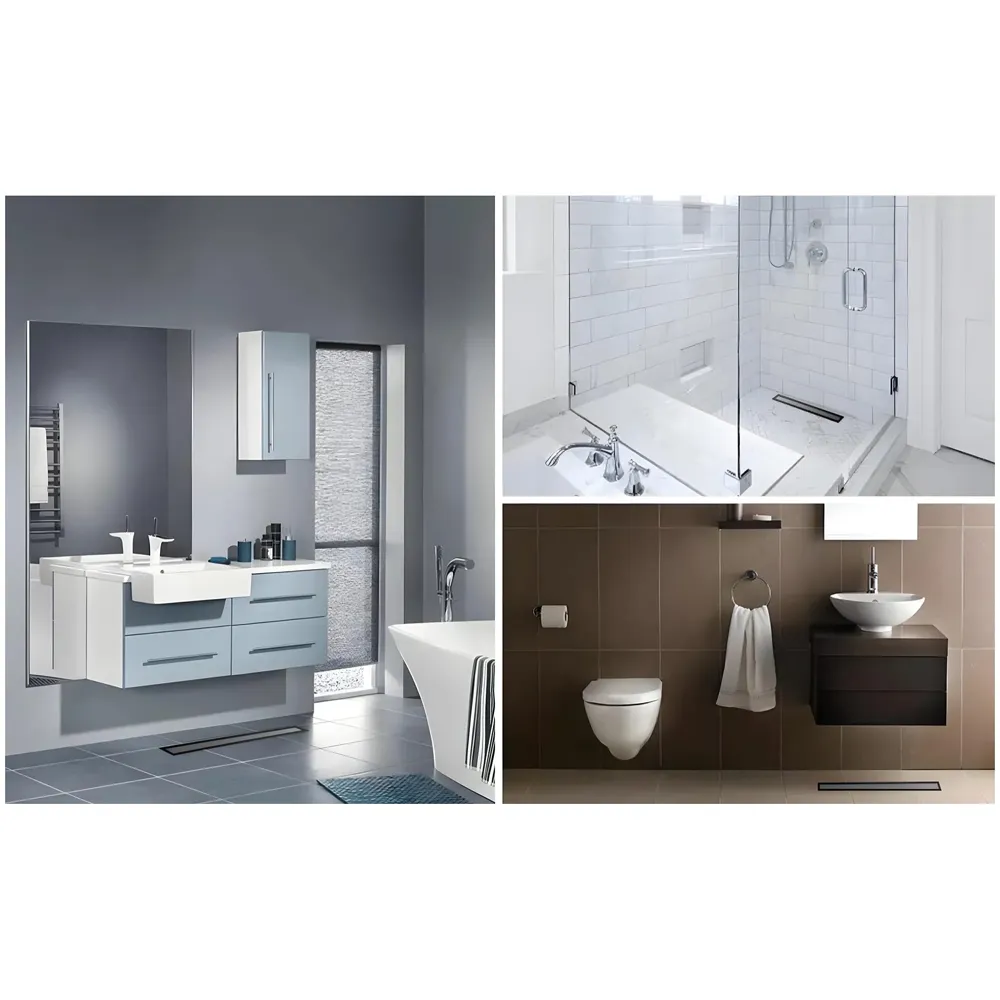 Black 12 x 4 Inches Tile Insert Floor Drain, 304 Stainless Steel Shower Channel, Waste Water Concealed Cockroach Trap 30 Cm (Center Hole)