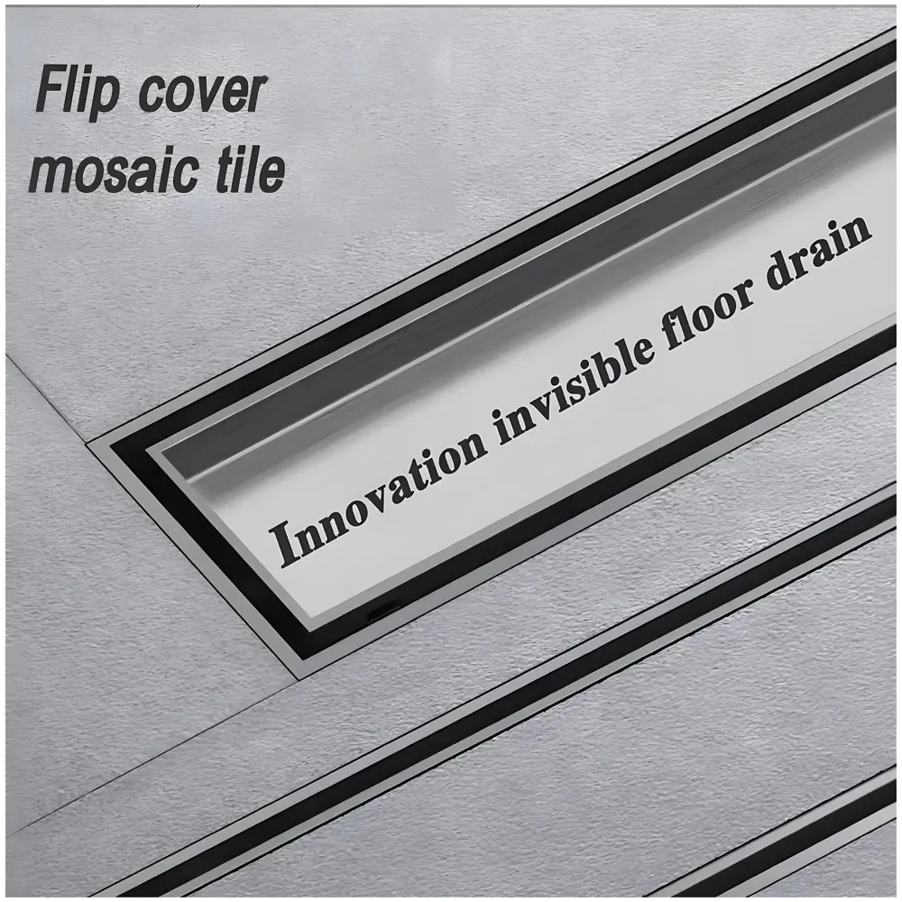 Silver Drain 12 x 4 Inches Tile Insert Floor Drain, 304 Stainless Steel Shower Drain Channel Waste Water Floor Drain for Concealed Tile Drain Channel Cockroach Trap 30 x 10 Cm (Center Hole)