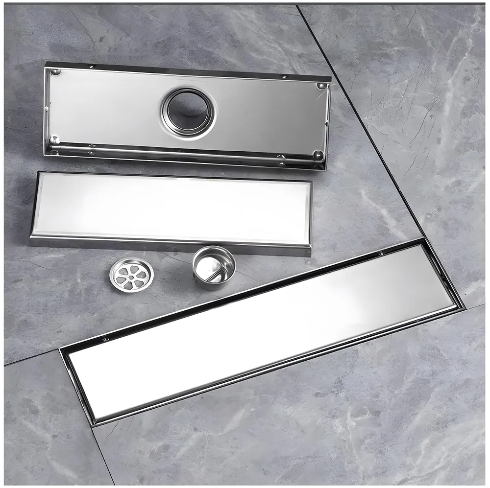 Silver Drain 12 x 4 Inches Tile Insert Floor Drain, 304 Stainless Steel Shower Drain Channel Waste Water Floor Drain for Concealed Tile Drain Channel Cockroach Trap 30 x 10 Cm (Cent Premium