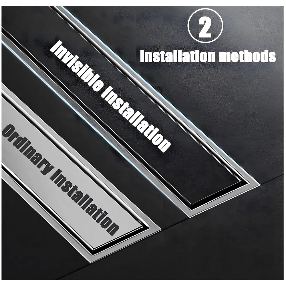 Silver Drain 12 x 4 Inches Tile Insert Floor Drain, 304 Stainless Steel Shower Drain Channel Waste Water Floor Drain for Concealed Tile Drain Channel Cockroach Trap 30 x 10 Cm (Cent Premium