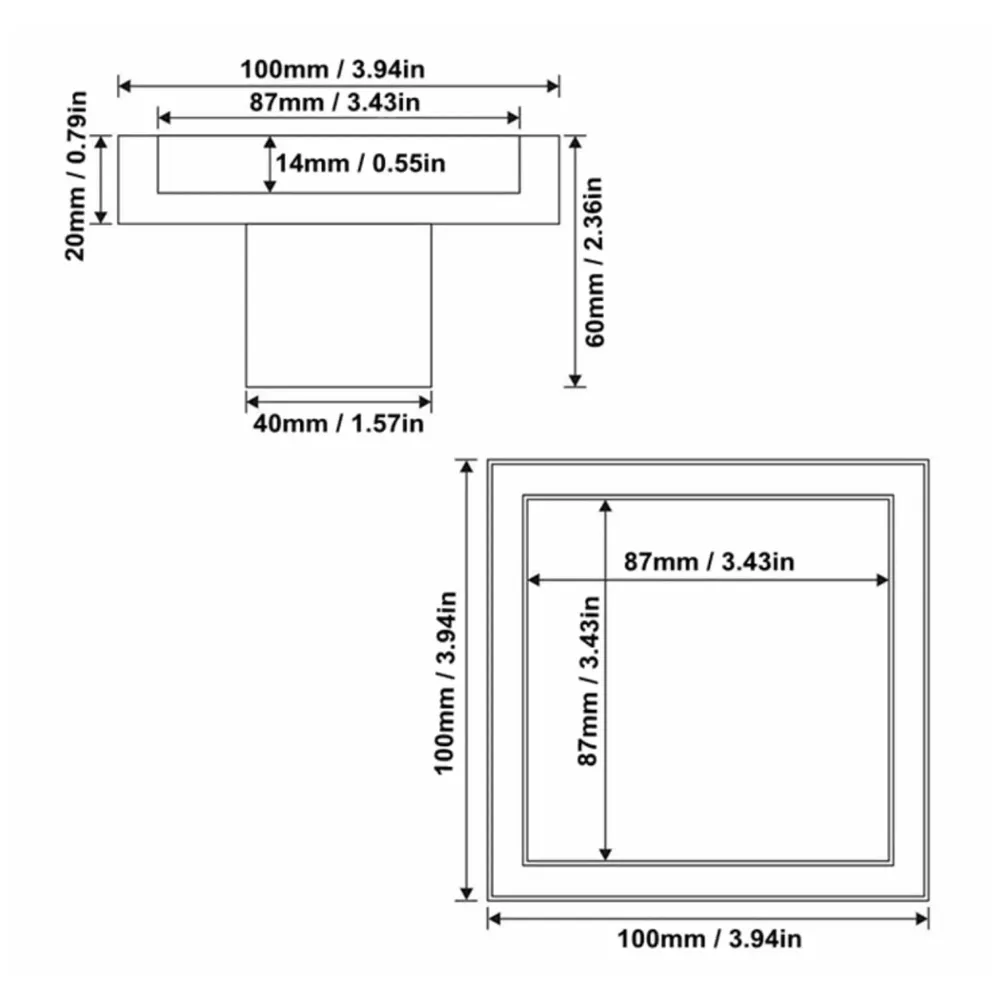 4 x 4 Inches Tile Insert Floor Drain, 304 Stainless Steel Invisible Shower Drain Channel Waste Water Floor Drain for Tile Channel with Stainless Steel Cockroach Trap