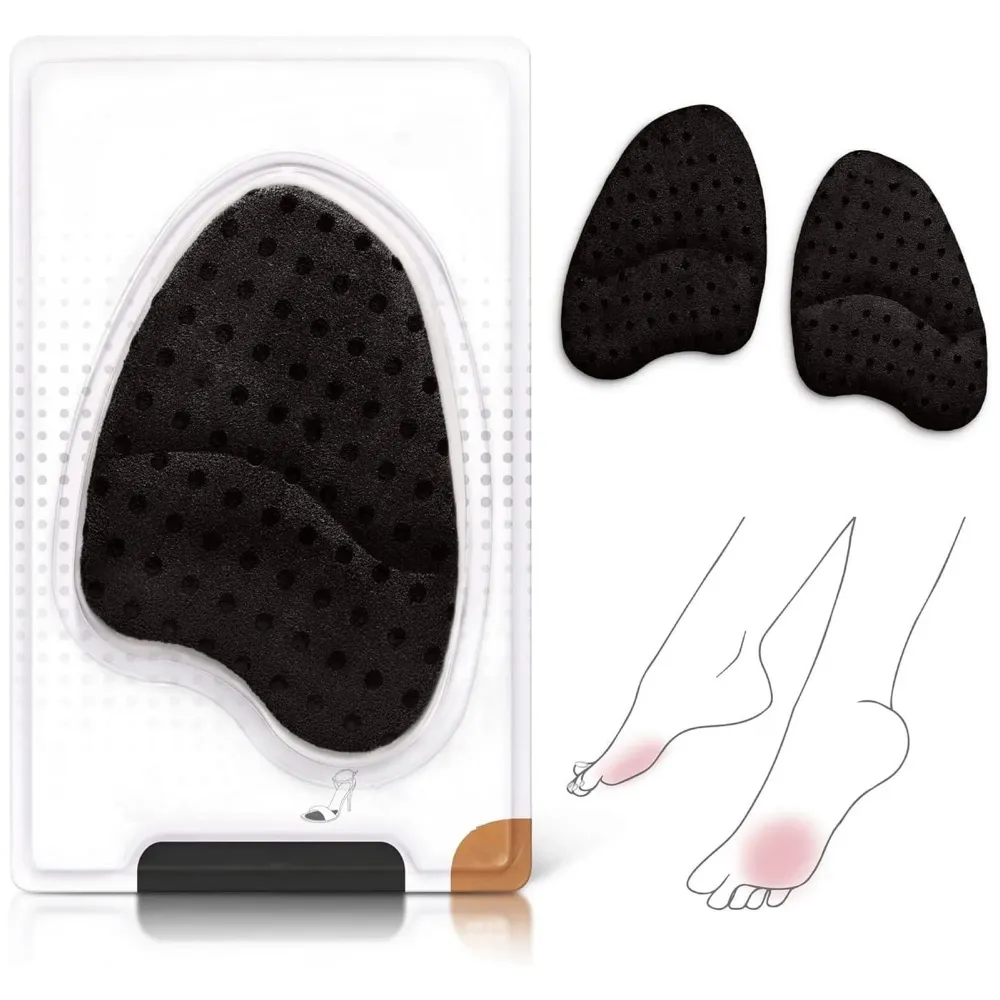 Ball of Foot Cushions for Women, High Heel Metatarsal Pads, All Day Comfort Heel Inserts, Foot Pads for Balls of Feet, One Size Fits All - Black – 10 cm x 7cm