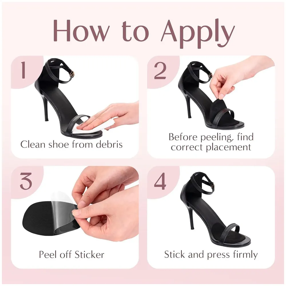 Ball of Foot Cushions for Women, High Heel Metatarsal Pads, All Day Comfort Heel Inserts, Foot Pads for Balls of Feet, One Size Fits All - Black – 10 cm x 7cm - 2