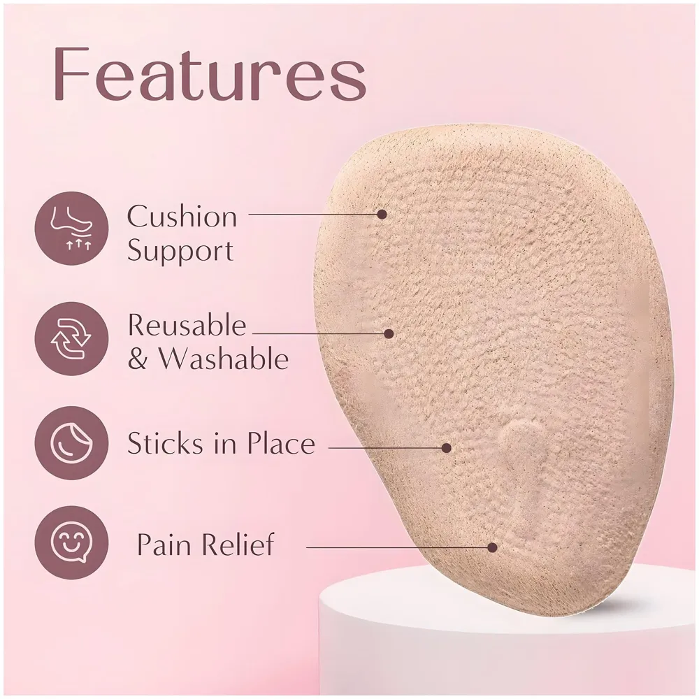 Ball of Foot Cushions for Women, High Heel Metatarsal Pads, All Day Comfort Heel Inserts, Foot Pads for Balls of Feet, One Size Fits All - Beige – 10 cm x 7cm - 7