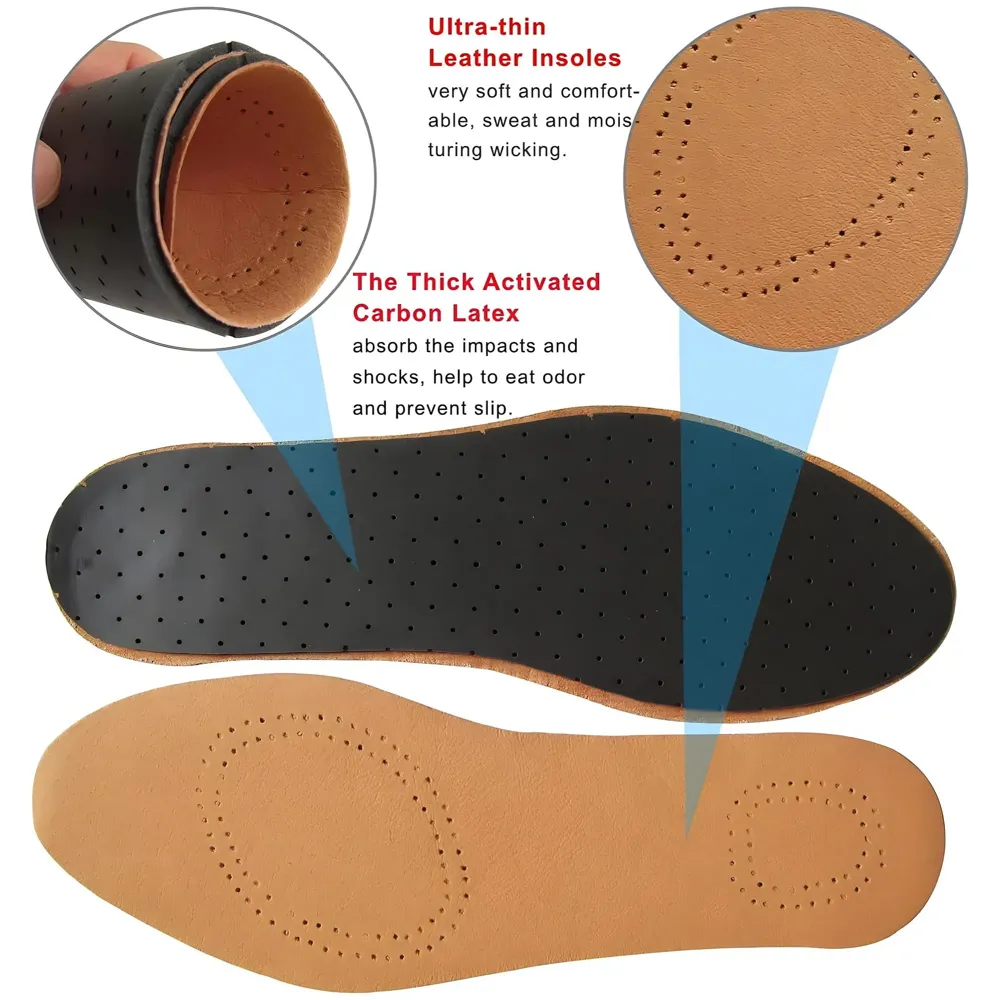 Brown Leather Shoe Insoles for Men & Women – Premium Soft Shock Absorption Lightweight, Breathable & Cut-to-Fit Comfort Inserts, 35-46 Euro Size Formal Shoes - 2