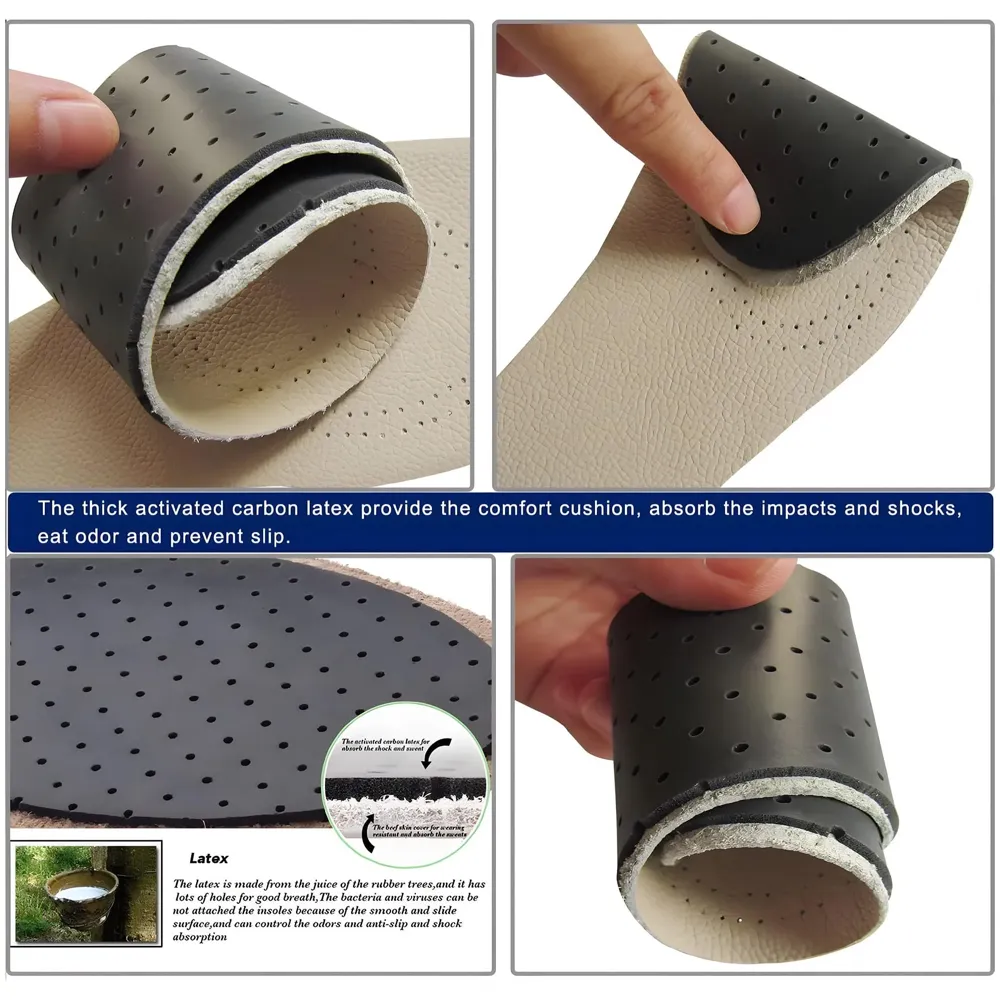 Brown Leather Shoe Insoles for Men & Women – Premium Soft Shock Absorption Lightweight, Breathable & Cut-to-Fit Comfort Inserts, 35-46 Euro Size Formal Shoes - 3