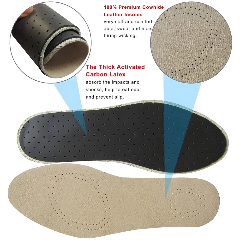 Brown Leather Shoe Insoles for Men & Women – Premium Soft Shock Absorption Lightweight, Breathable & Cut-to-Fit Comfort Inserts, 35-46 Euro Size Formal Shoes - 5