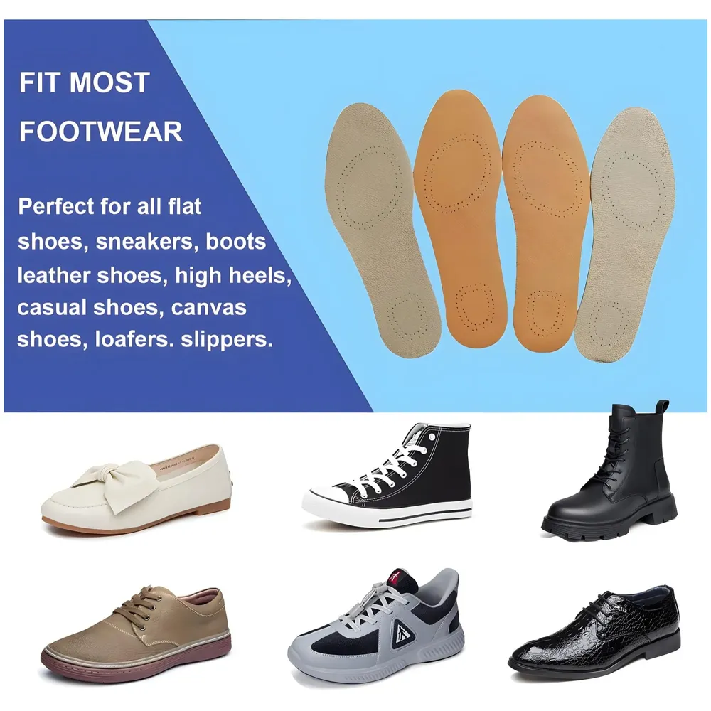 Brown Leather Shoe Insoles for Men & Women – Premium Soft Shock Absorption Lightweight, Breathable & Cut-to-Fit Comfort Inserts, 35-46 Euro Size Formal Shoes - 7