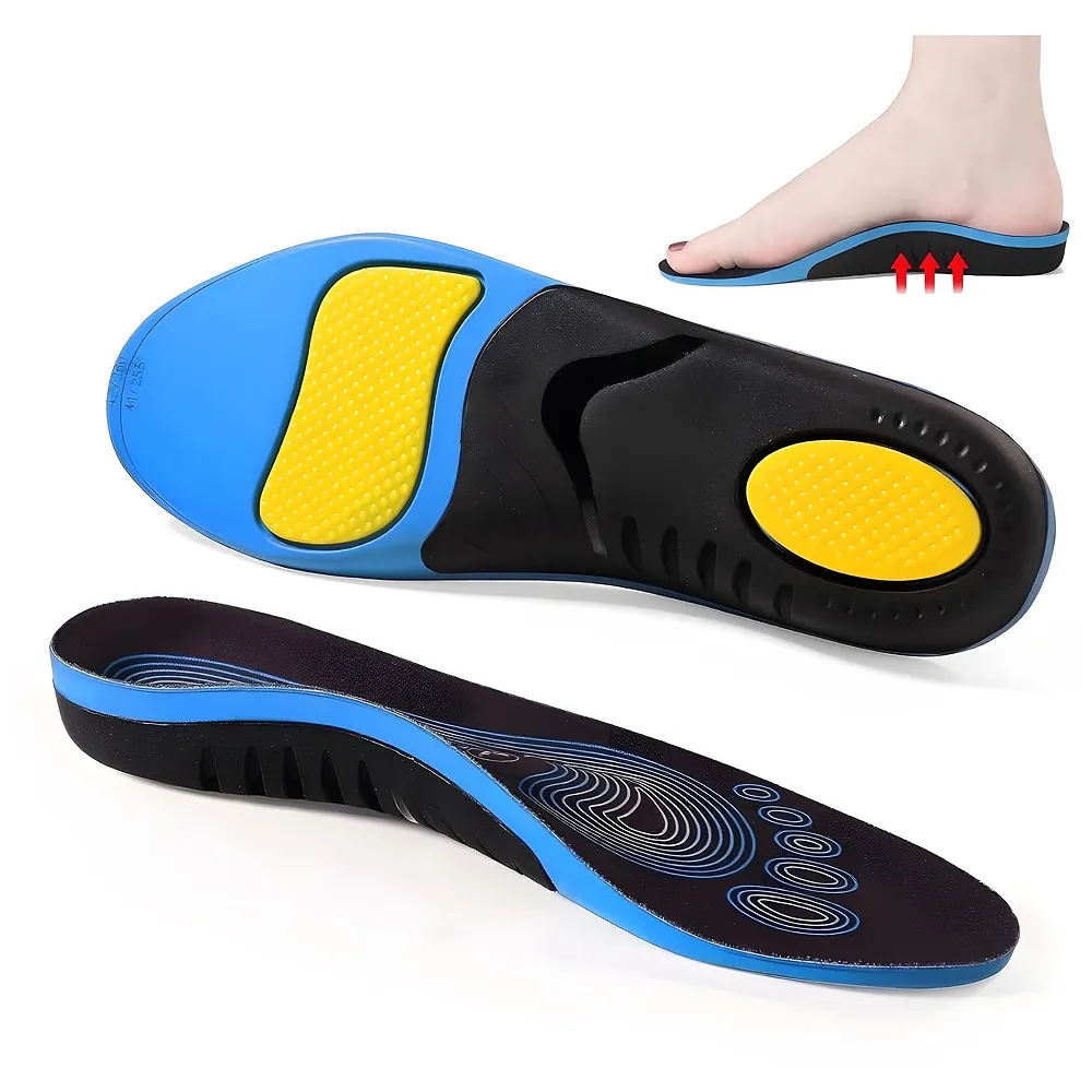 Insoles for Flat Feet Plantar Fasciitis for Men & Women – Arch Support Orthotic Gel Insoles with Shock Absorption, Achilles Tendonitis, Heel Spur & Foot Pain Relief – Blue & Black - 35- 38 Euro Size (39-42 Euro)