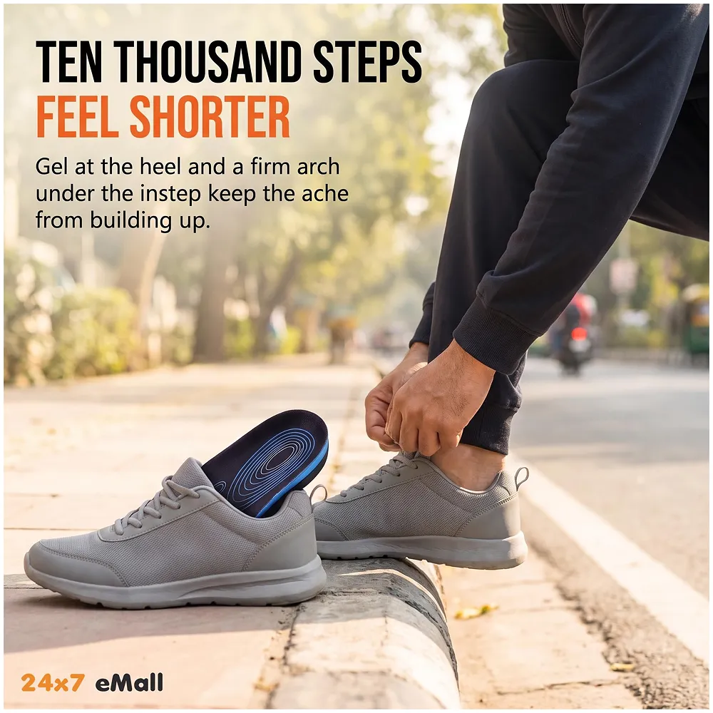 Insoles for Flat Feet Plantar Fasciitis for Men & Women – Arch Support Orthotic Gel Insoles with Shock Absorption, Achilles Tendonitis, Heel Spur & Foot Pain Relief – Blue & Black - 35- 38 Euro Size (39-42 Euro)