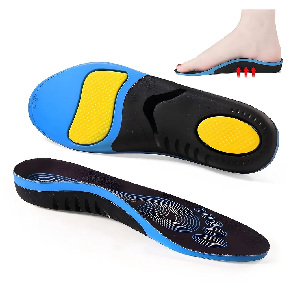 Insoles for Flat Feet Plantar Fasciitis for Men & Women – Arch Support Orthotic Gel Insoles with Shock Absorption, Achilles Tendonitis, Heel Spur & Foot Pain Relief – Blue & Black - 35- 38 Euro Size (43-46 Euro)