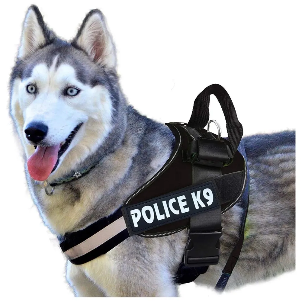 K9 Police Dog Harness Dog Vest Adjustable XL- 28-38 Inch Girth, Black