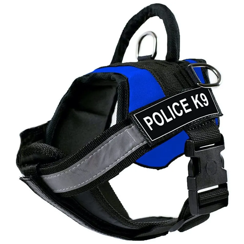 Dog K9 Police Harness Dog Vest Loop Straps and Handle and Adjustable (XL- 28-38 Inch Girth, Blue)