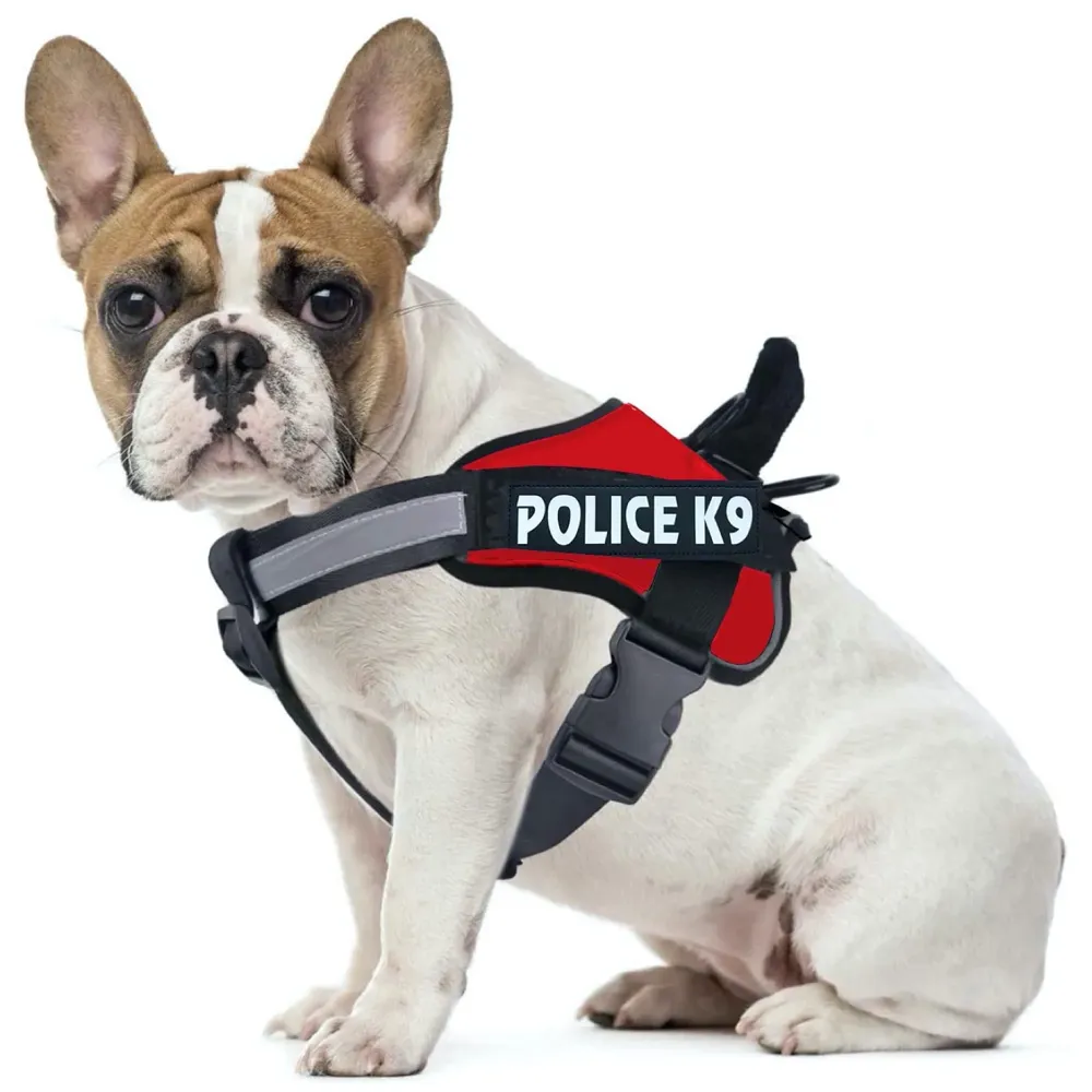 Dog K9 Police Harness Dog Vest with Hook and Loop Straps and Handle and Adjustable (Medium - 22-28 Inch Girth, Red)