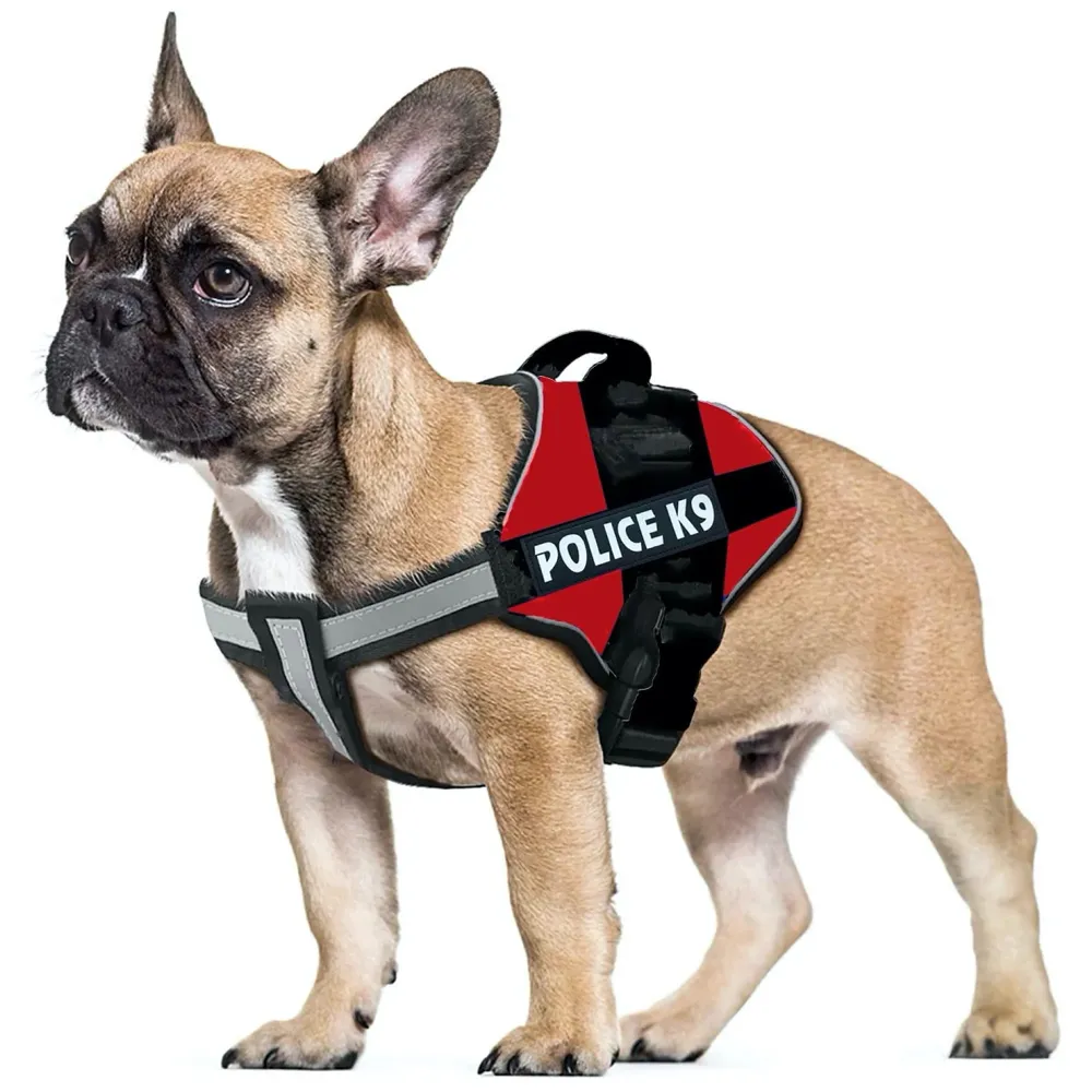 Dog K9 Police Harness Dog Vest with Hook and Loop Straps and Handle and Adjustable (Medium - 22-28 Inch Girth, Red)
