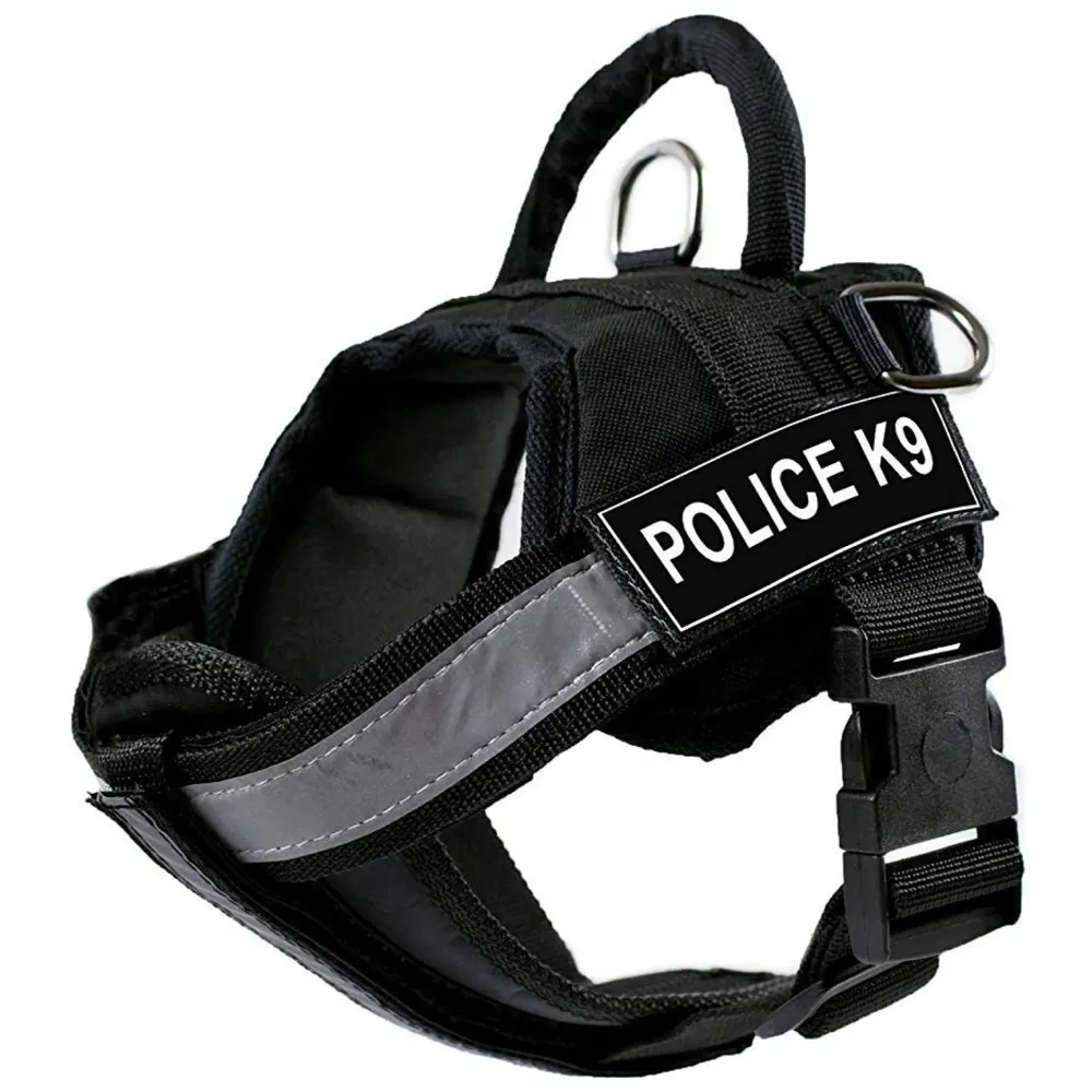 Dog K9 Police Dog Harness Vest with Hook and Loop Straps and Handle and Adjustable (XL- 28-38 Inch Girth, Black),210 gram - 4