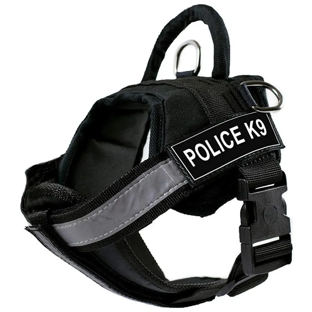 Dog K9 Police Dog Harness Vest with Hook and Loop Straps and Handle and Adjustable (XL- 28-38 Inch Girth, Black),210 gram