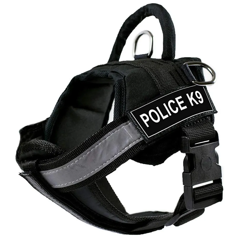 Dog K9 Police Dog Vest with Hook and Loop Straps and Handle and Adjustable (XL2, Black)