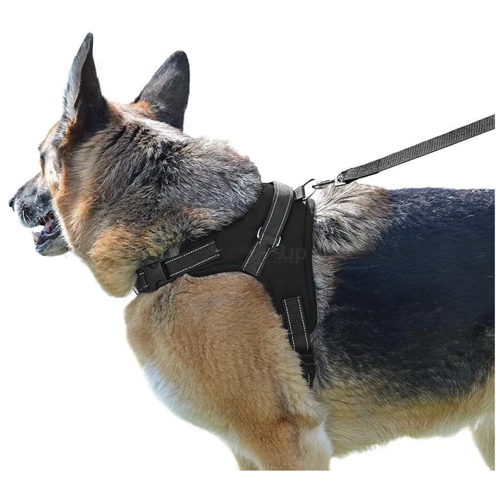Dog K9 Police Dog Vest with Hook and Loop Straps and Handle and Adjustable (XXL- 32-44 Inch Girth, Black)
