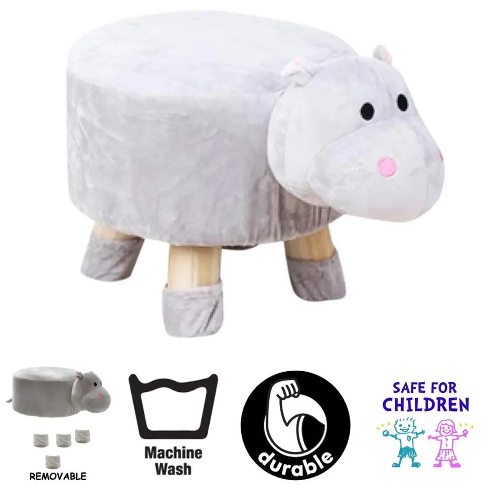 Hippo Children's Favourite Animal Stool, Chair, Ottoman, Foot Rest. (Kids, Hippo)