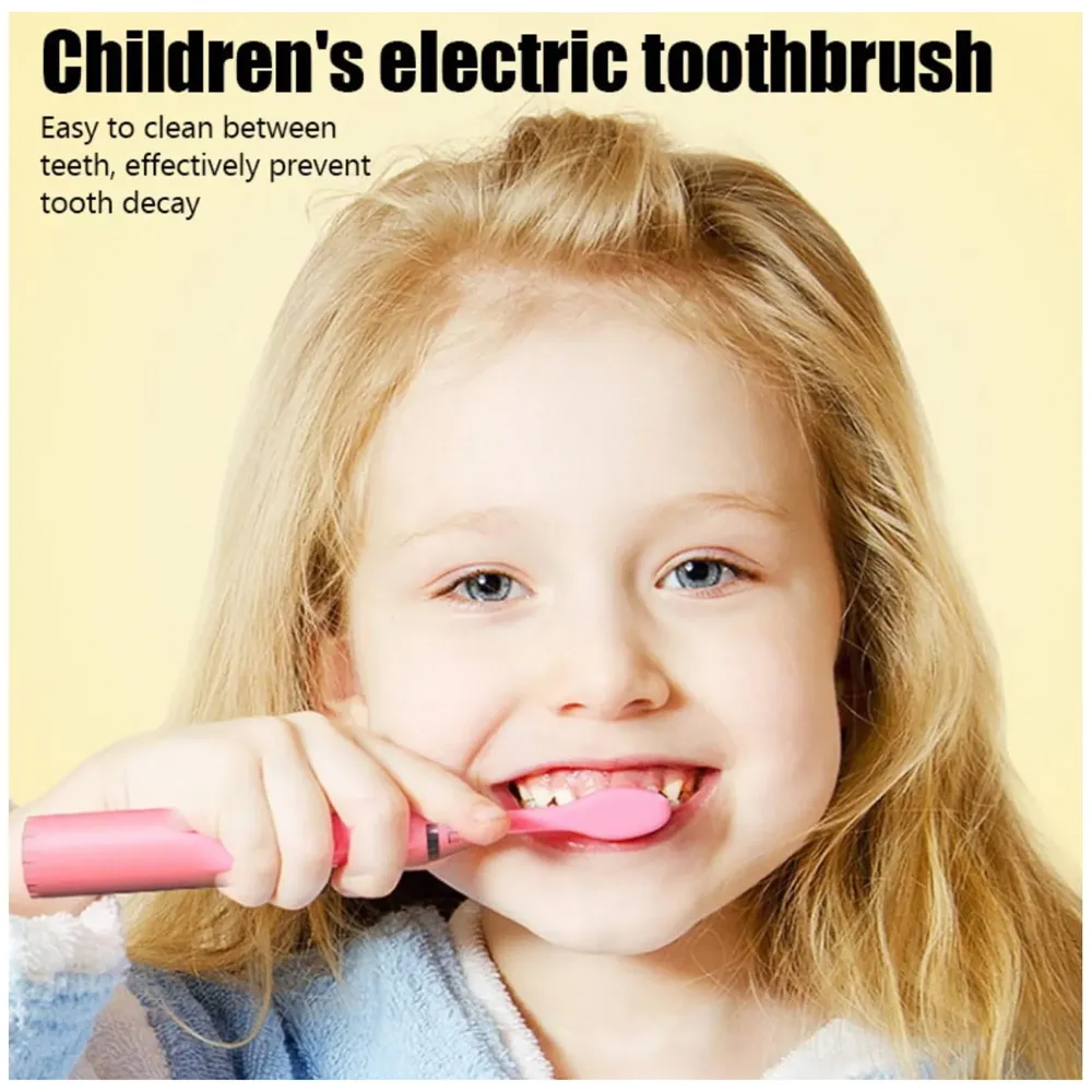Bioline Kids Children Electric Automatic Toothbrush Kit With 6 Brushes,4 Modes Of Bunny Pink Cartoon Animals Tooth Cleaner Set Oral Care Electric Toothbrush Dental Tools For Age 3-15 Years - 1 Piece