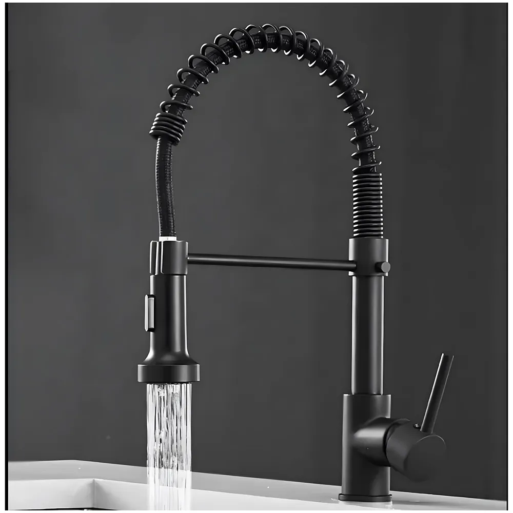 Black Kitchen Faucet 2 Modes, Swivel Body and Bendable Pipe with Holder hot and Cold Water 16 inch x 8.6 Inch