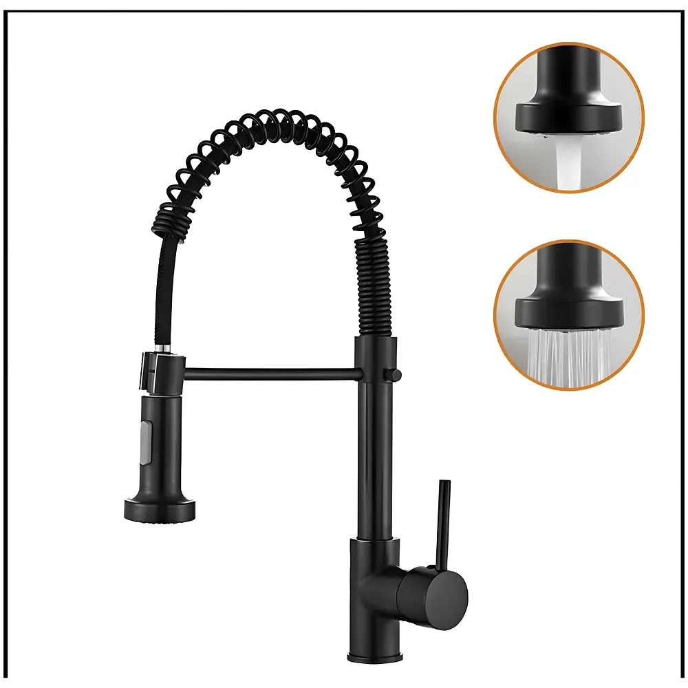 Black Kitchen Faucet 2 Modes, Swivel Body and Bendable Pipe with Holder hot and Cold Water 16 inch x 8.6 Inch