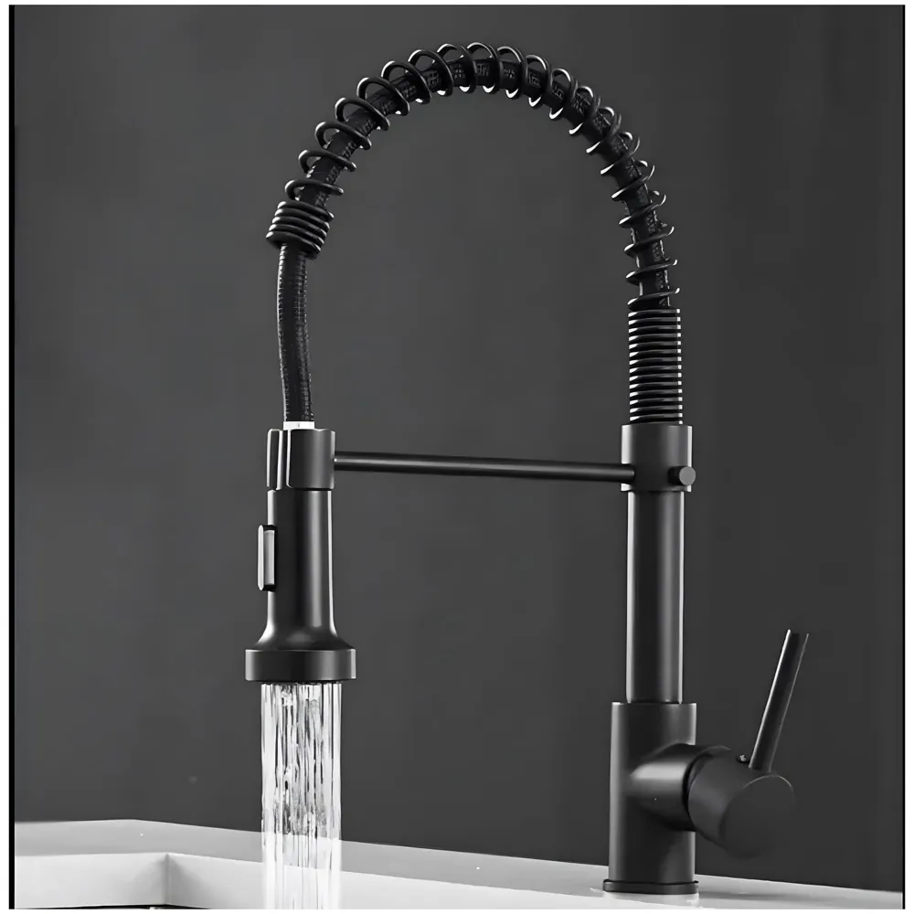 Black Kitchen Faucet 2 Modes, Swivel Body and Bendable Pipe with Holder hot and Cold Water 16 inch x 8.6 Inch