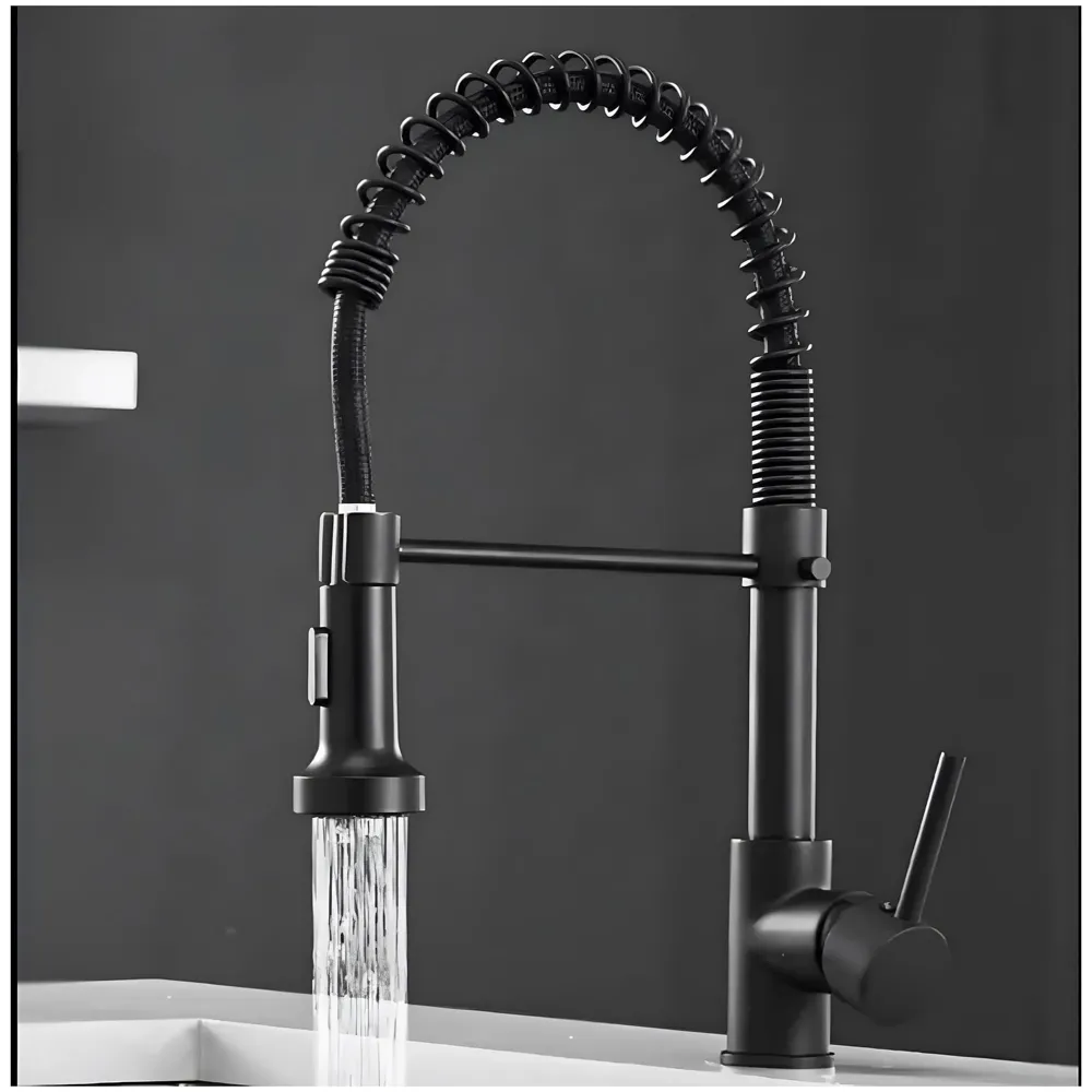 Black Kitchen Faucet 2 Modes, Swivel Body and Bendable Pipe with Holder hot and Cold Water 16 inch x 8.6 Inch - 7