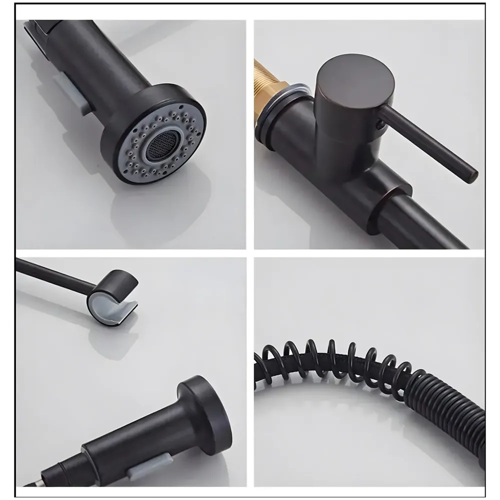 Black Kitchen Faucet 2 Modes, Swivel Body and Bendable Pipe with Holder hot and Cold Water 16 inch x 8.6 Inch - 8