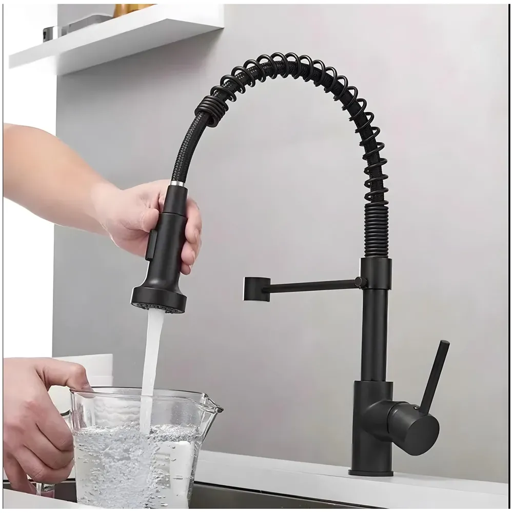 Black Kitchen Faucet 2 Modes, Swivel Body and Bendable Pipe with Holder hot and Cold Water 16 inch x 8.6 Inch - 9